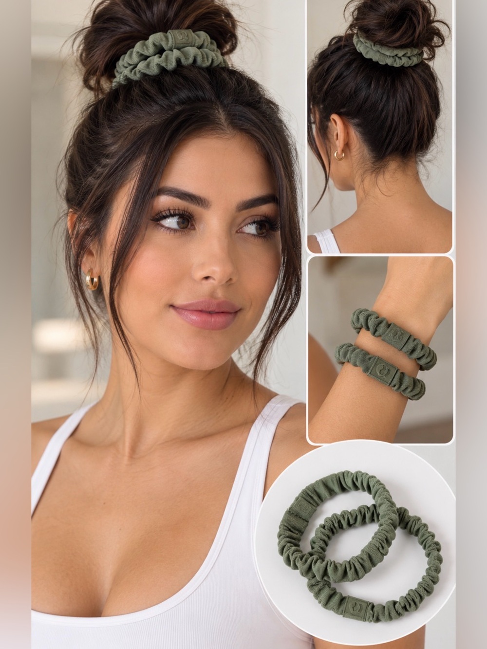 Lululemon Elastic Scrunchie Set - Olive Green Hair Ties